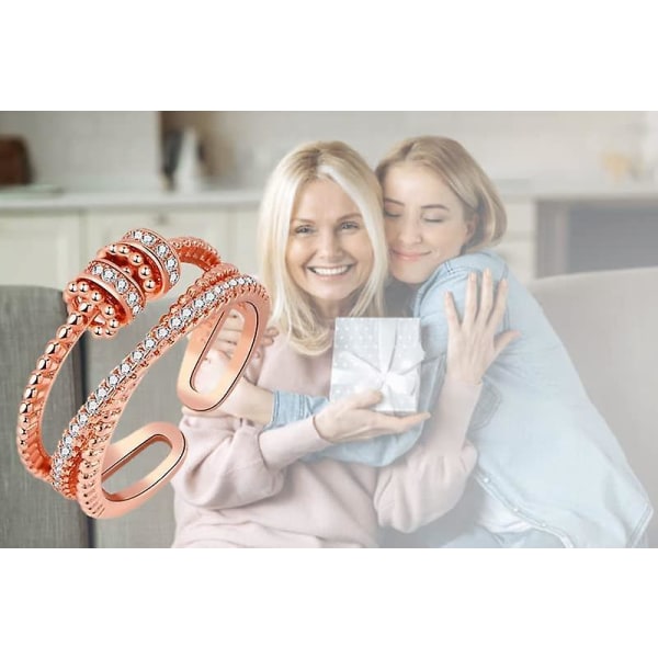 Till My Daughter Fidget Ring- Drive Away Your Anxiety Circle Beads Spinner Ring, Rostfritt stål Ångestlindring Justerbar Öppna Spinnringar Smycken G to my daughterrose gold