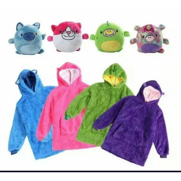 Filt Sweatshirt Huggle Pets Hoodie Plysch filt Mjuk varm barnrockskudde Purple