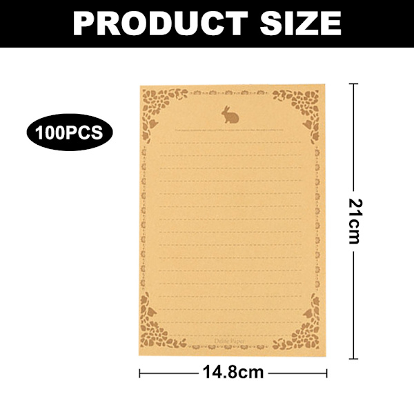 100 ark skrivpapper, brevpapper med linjer brev brown