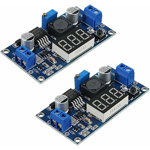 2 stycken DC-DC BUCK Spänningsomvandlare Effektmodul justerbar modul stabil 36V 24V 12V till 5V 2A Effektmodul med LED-display