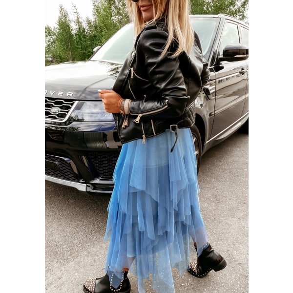 Kvinner Tyll skjørt Elastisk midje Mesh Langt stykke skjørt blue