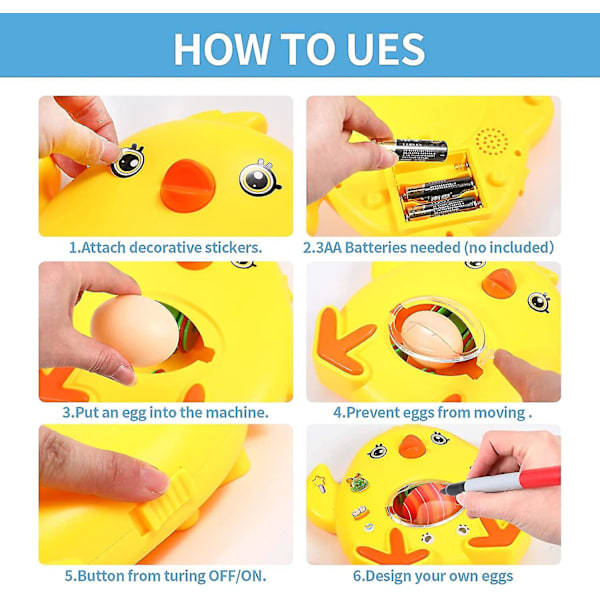 Påskäggmaskin, Påskäggsdekorationskit, DIY Påskäggsdekorationsmaskin med Spinner, Äggmålning Färgning Färgningsmaskin Leksak med