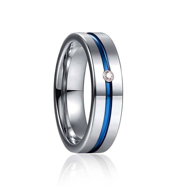 Nuncad 6 mm stålfarve poleret blå rille indlagt zirkon wolfram hårdmetal ring kvinder mænds mode bryllup smykker bedste gave 9
