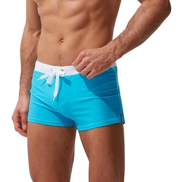 Badebukser Herre Badeshorts for Menn Pustende Badebukser Bukser Solid Badetøy Strandshorts Slim Wear XL XL Blue