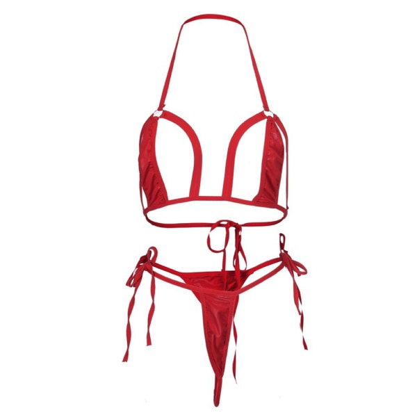 Dame BH og Truser Sett Sexy undertøysett Todelt undertøy rød red 2XL