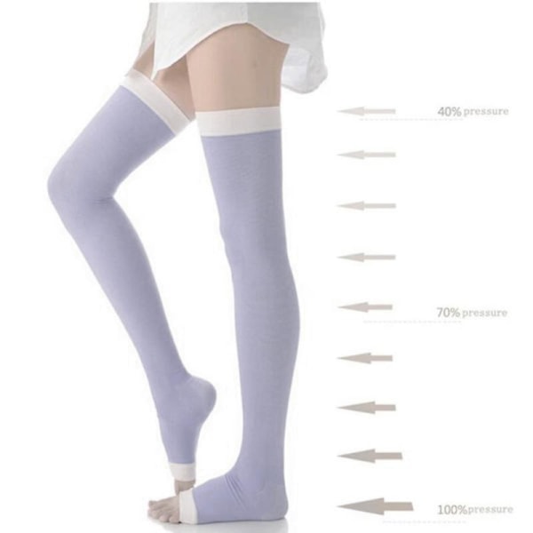 Övernattning Slimming Kompressionsstrumpor Stretchiga lår Höga strumpor För Kvinnor Tjej Pink