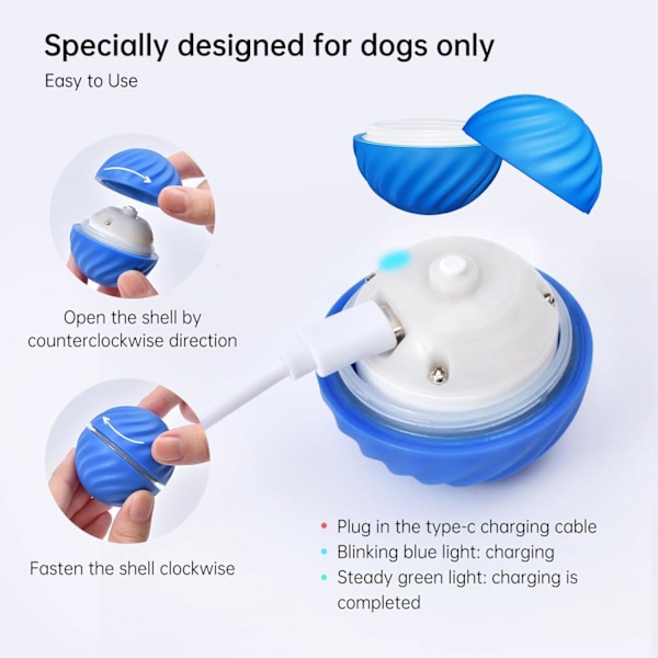 Interaktiv hundboll, liten hundboll, smart leksaksboll, automatisk hundleksak, interaktiv bollleksak, USB 360 graders självrotation Orange