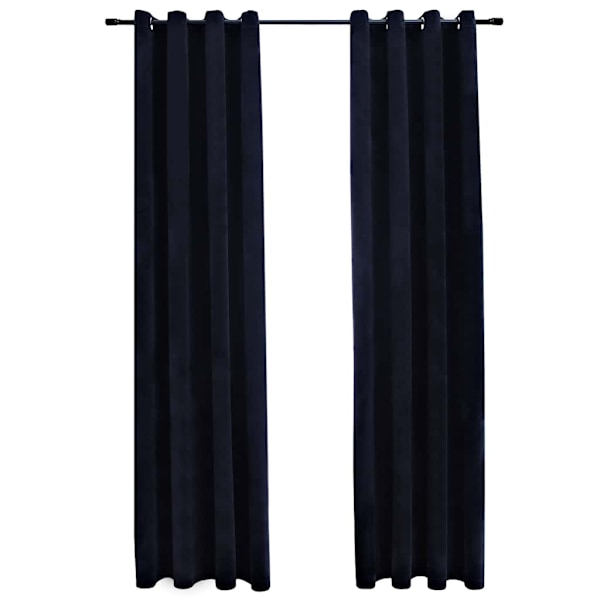 Pimennysverhot renkailla 2 kpl musta sametti 140x225 cm Black Svart