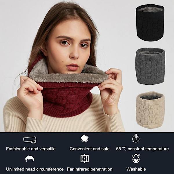Unisex Höst Vinter Mjuk Tvättbar USB Laddning Värme Halsduk Cykel Halsvärmare Stad Wine Red
