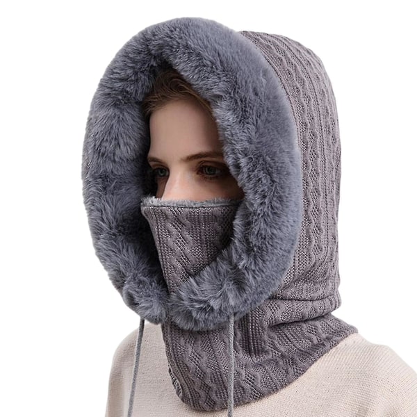 Vinter Outdoor Riding Hodeplagg Kaldtikker Ski Cap Varm Skjerf Mask Helt stykke Gray