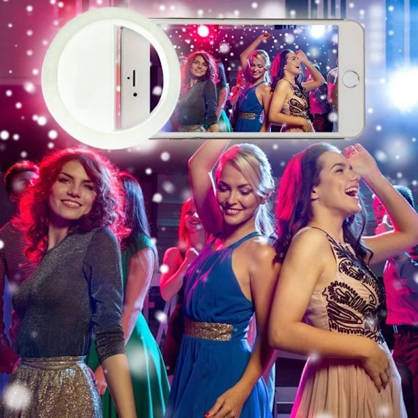 Clip-On Selfie Lampe til Smartphone LED Ring Light hvid white
