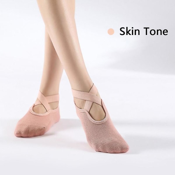 Yoga Sokker til Damer Anti-skrid Bandage Åndbar Pilates Ballet Dance Sokker Skin Tone 1Pair