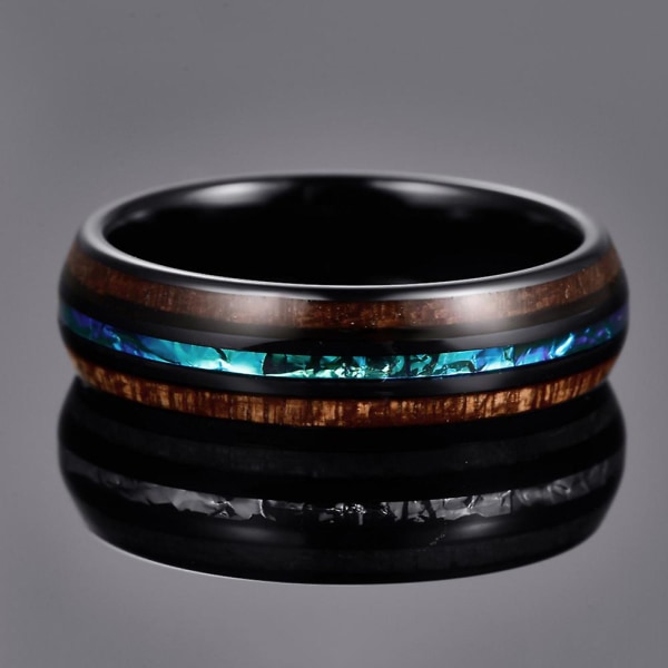 6 mm 8 mm bredd för män Abalone Opal Tungsten Carbide stålring F 33