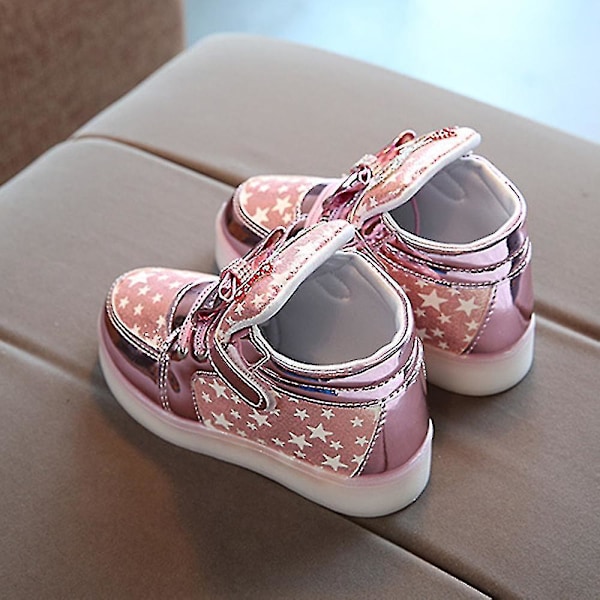 Lysende sko Blinkende åndbare sneakers Lysende fritidssko til børn Pink Pink 23