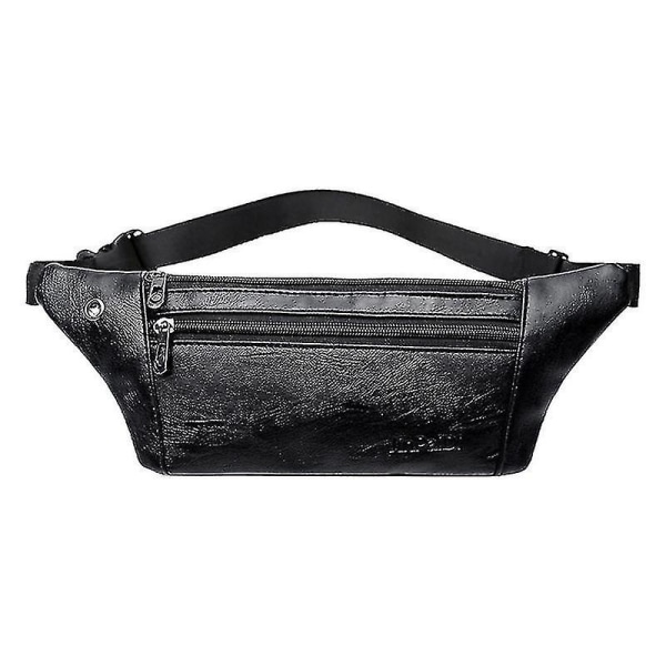 Men Pu Leather Belt Bum Waist Phone Pouch Fanny Pack Crossbody Shoulder Sport Zip Bag