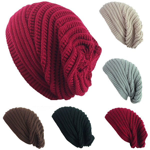 Huvudbonad Dam Beanie Varm Stickad Mössa Söt Mössa för Kallt Väder coffee