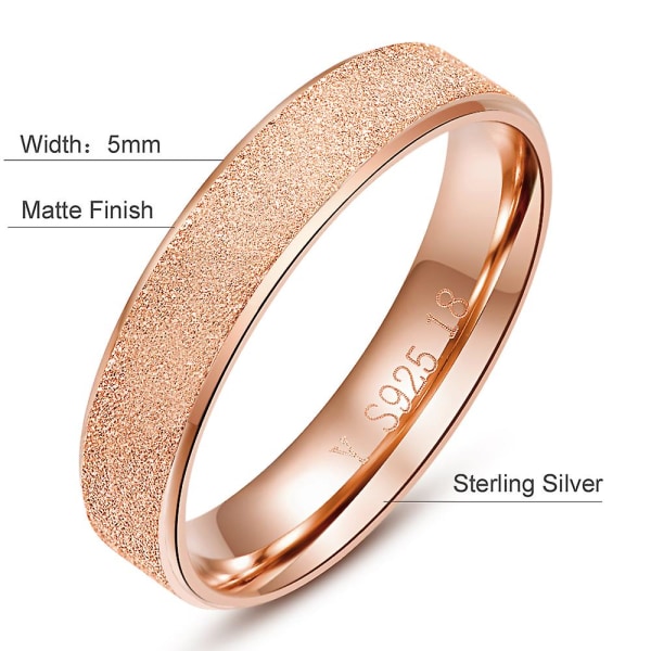 925 Sterling Silver 5 mm Matt Finish Guld Roseguld Ring Bröllopssmycken för kvinnor och män Rosegold 10