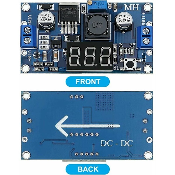 2 stk. DC-DC BUCK Spenningsomformer Effektmodul justerbar modul stabil 36V 24V 12V til 5V 2A Effektmodul med LED-display