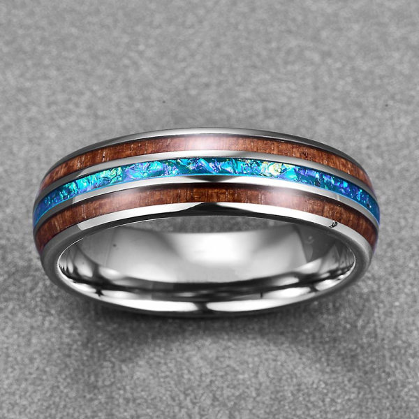 6 mm 8 mm bredd för män Abalone Opal Tungsten Carbide stålring A 18