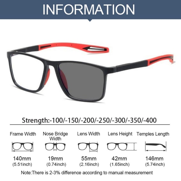 Fotokromatiske briller Myopia Eyewear RED STRENGTH 300 Red Strength 300