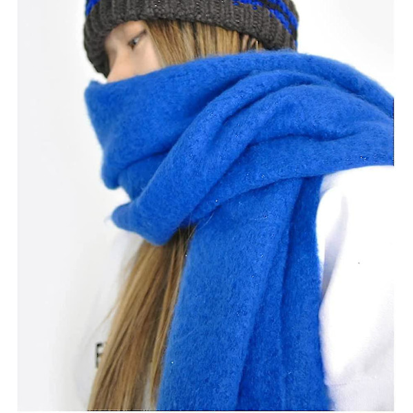 Stort tykt skjerf Fargerikt Cashmere Feel Oversized skjerf Teppe Mykt Stort ullsjal Tykt Vinter Varme Kvinner Bright Blue
