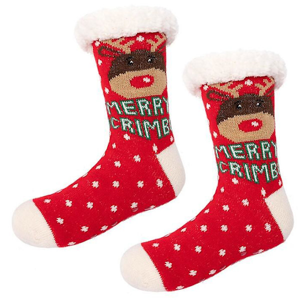 Juleplys hjemmesko til voksne, vinter juleferie sokker color4