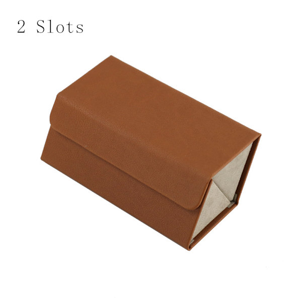 Flera platser Solglasögon Organizer Case Vikbar glasögon förvaringsbox Brown 3 Slots