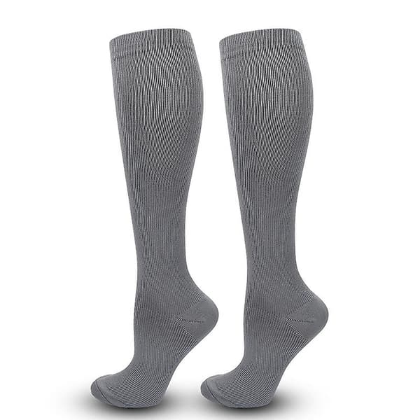 Herr Dam Slim Compression Strumpor Anti Fatigue Sport Pressure Solid Running Elastisk 1 Par S M Grey
