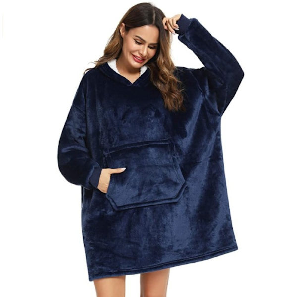 Oversized hettegenser genser filt med gigantisk hettegenser fram blau