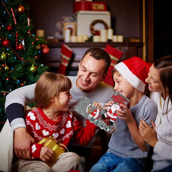 4-pack 18-tums julstrumpa med tomte, snögubbe, renar, björn, 3d plysch juldekor för familjesemester julfest prydnadsföremål