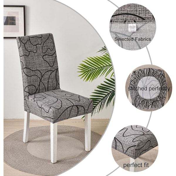 Stoltrekk, 6-pakning, Stretch, Avtakbare, Vaskbare, Korte, Beskyttelse for Spisestolputer, for Hotell, Spisestue, Seremonier