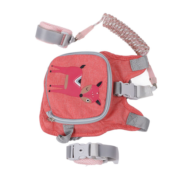 Barnens Anti-Lost Handledsband med Rosa Hjorte Design, 1.5m Reflekterande Fjäderrep för Säkerhet