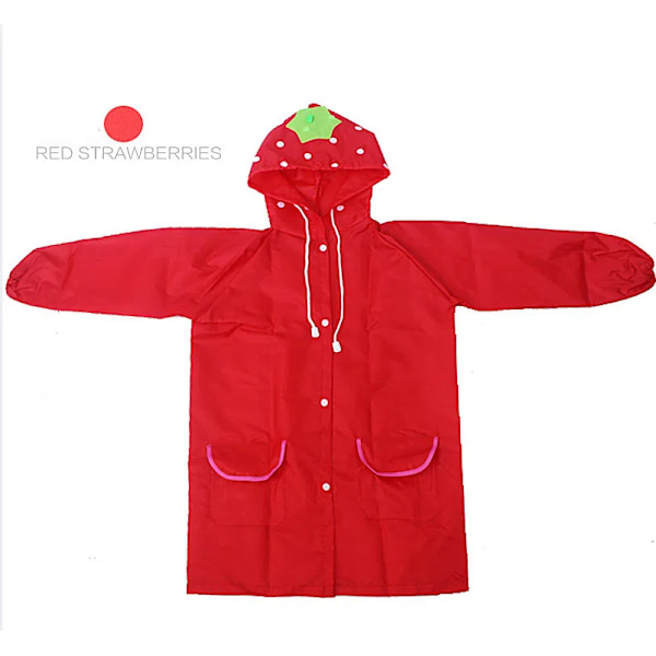 Barnens förtjockade regnrock poncho tecknad baby regnkläder strawberry