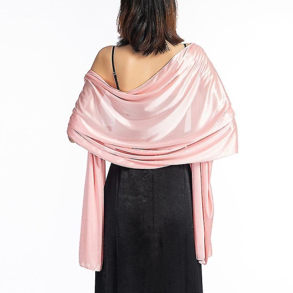 Sjalar Klänningar Kvällsfest Wrap Bröllop Satin Pure Color Cape Shrugs Boleros Pink