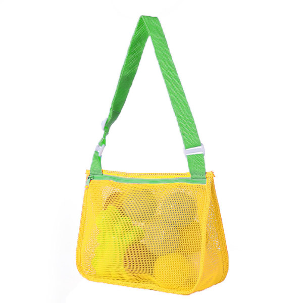 Strandveske i netting for barn - 3 stk sett - Perfekt for å samle skjell og leker på stranden Yellow-green