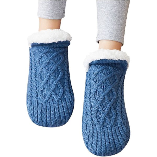 Sock Cover Fleece Ickened Golvstrumpor Vuxna Damer Hemstrumpor Blue 40-42