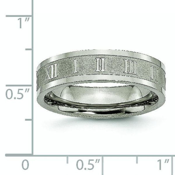 Titangravyrbar polerad och satin romerska siffror 6 mm satin och polerad band Ring smycken presenter för kvinnor - Ring Si 11