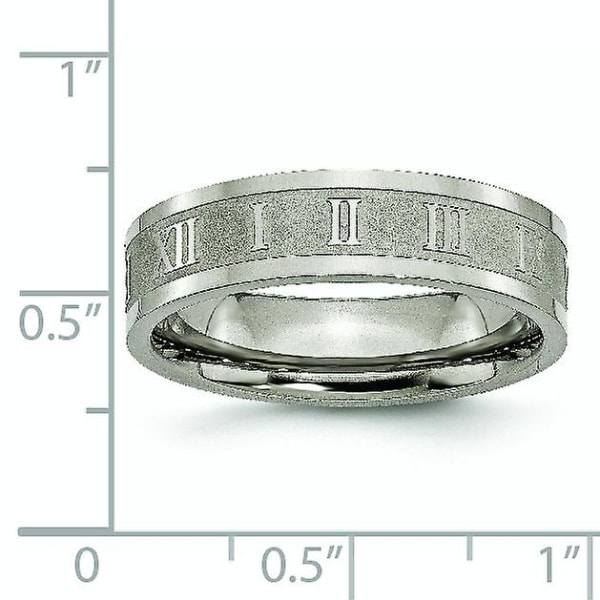 Titanium graverbar polert og sateng romertall 6 mm sateng og polert bånd Ring smykkegaver for kvinner - Ring Si 11