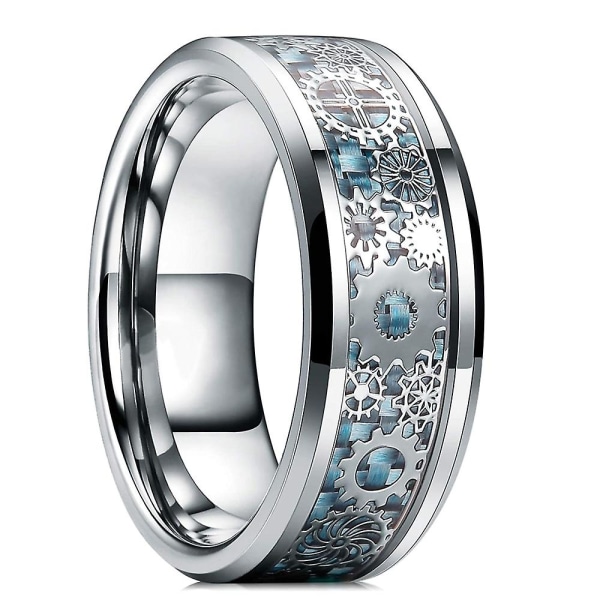 Trendy 8 mm Herre S Blue Dragon Ring i rustfritt stål Viking knuteinnlegg blå karbonfiberring Herre S Bryllupsbånd størrelse 6-13 7 Light Blue