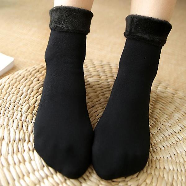 Thermal fleece strumpor Vinter fleece fodrade varma strumpor Fuzzy Soft Dam Tjock strumpa Black