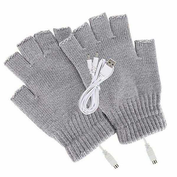 USB elektrisk opvarmede handsker Termisk genopladelig fingervarmer grey