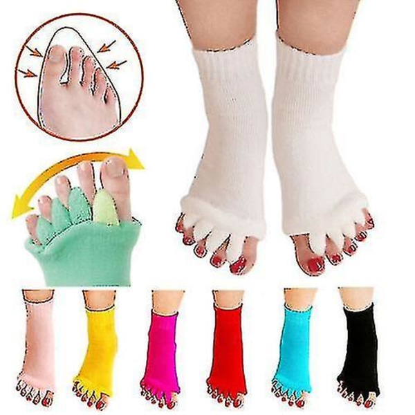 Alignment Massage Yoga Sock Open Five Toes Separator Gym Foot Pain Relief Socks_cc Yellow