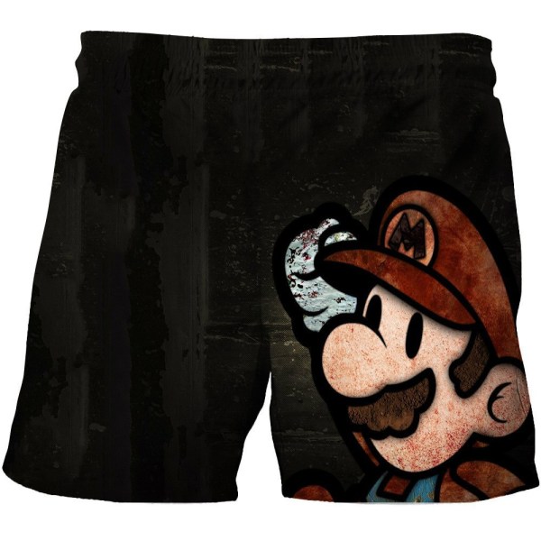 3D-print Mario-shorts til barn, mellemstora og store barn, casual tegnede strandshorts til pojkar No.2 130cm