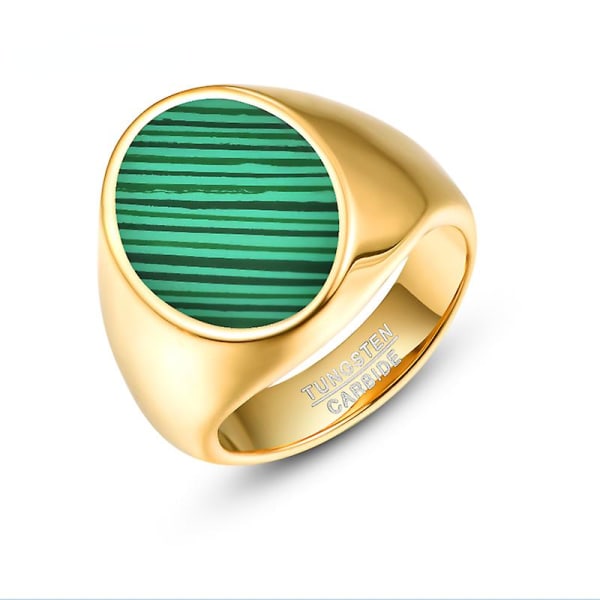 Nuncad Golden Malachite Oregelbunden Tungsten Carbide Ring Signet Ring Herrsmycken T359r Oberoende Paket 7