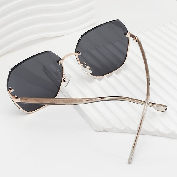 Light Luxury Glasses Dame Stor Frame Solbriller Gradient Rimless Solbriller Mote med Light Mak Gold frame gradient purple col