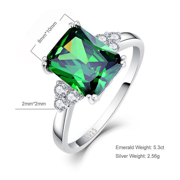 925 Sterling Silver skapad Amethyst Emerald Cubic Zirconia Ringsmycken för kvinnor Green 5.5