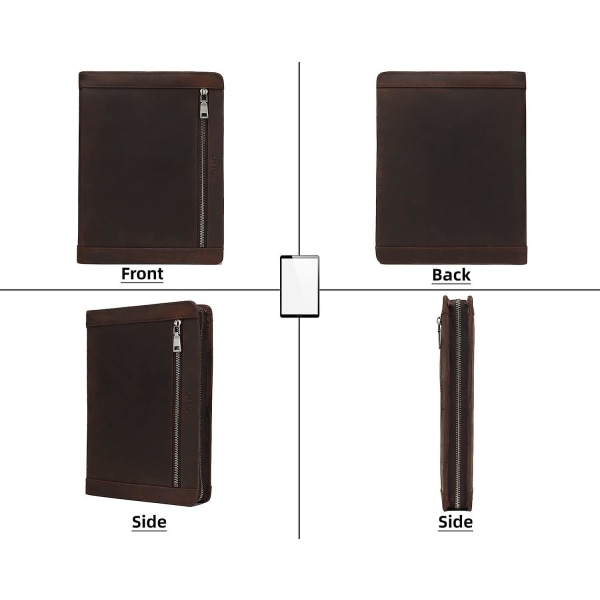 Læderportefølje til Ipad Pro 11 2021 3./2./1. generation med blyantholder, ægte læder Business Notesblok Legal Pad Notebook-portefølje med Z