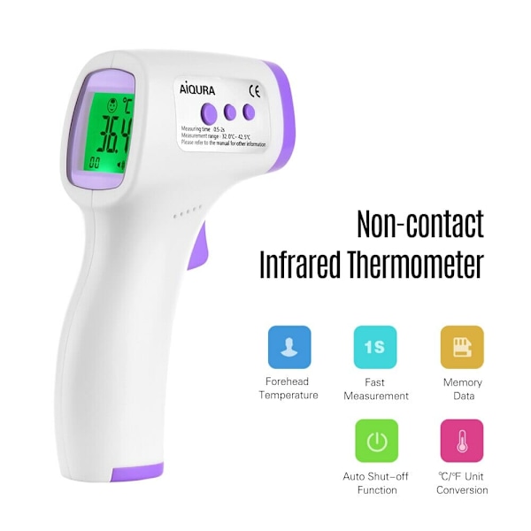 Non contact Febertermometer infraröd CE vit white