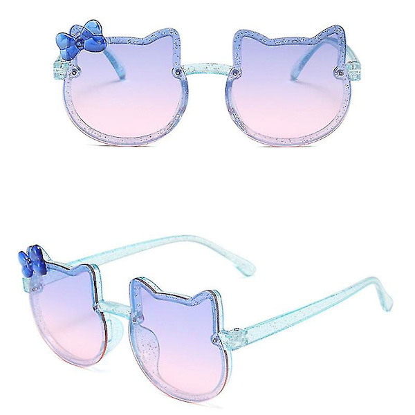 Barn Solglasögon Flickor Pojkar Shiny Bowknot Solglasögon Lovely Cat Barn Glasögon Mode Gradient Glasögon Uv400 Pink Blue AS SHOWS