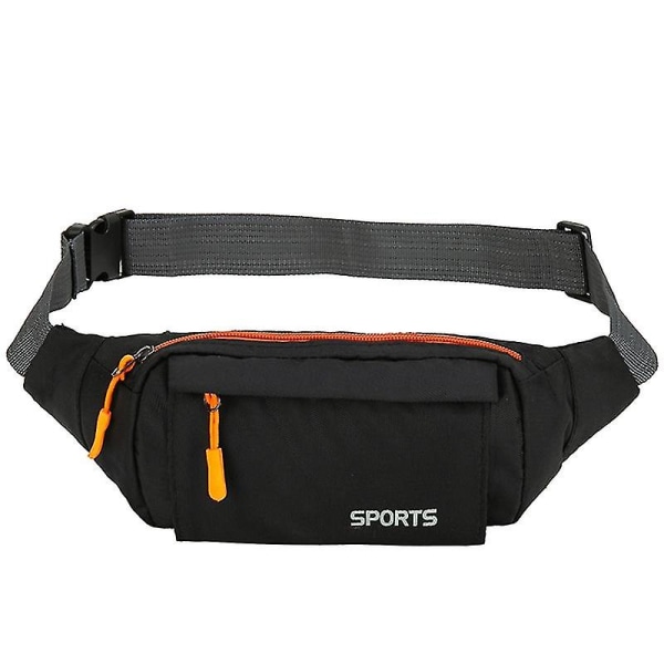 Sportlöparbälte Mobiltelefon, vattentät och justerbar löparväska med dragkedja Black Color